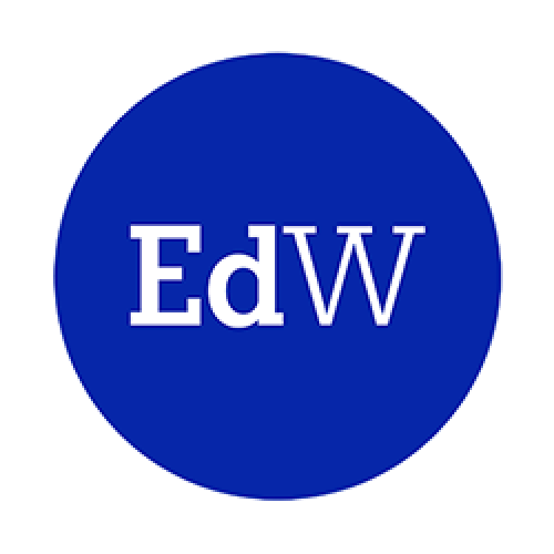 Blue circle with letters E d W inside