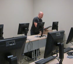 Ron Yerby working on a computer